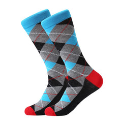 5 pair/lot men's socks cotton diamond geometric pattern