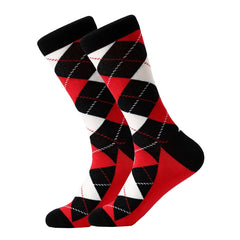 5 pair/lot men's socks cotton diamond geometric pattern