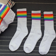 Street Sock Man Stripe Cotton High Soc E6T4