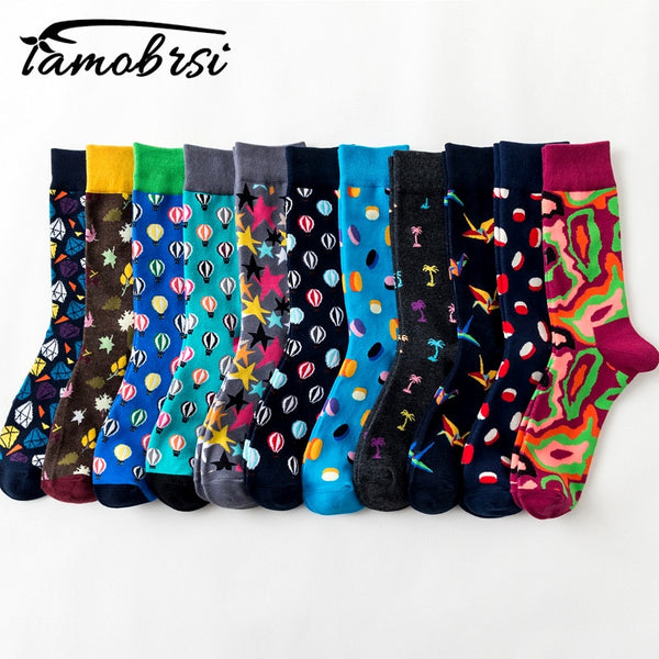 Men Novelty Happy Cotton Colorful Socs